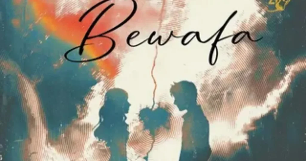 Bewafa shayari with couple silhouette and broken heart