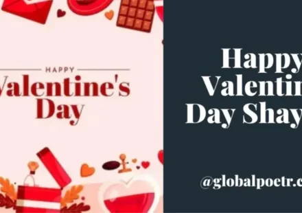 Happy Valentine’s Day Shayari with romantic hearts and Valentine decorations