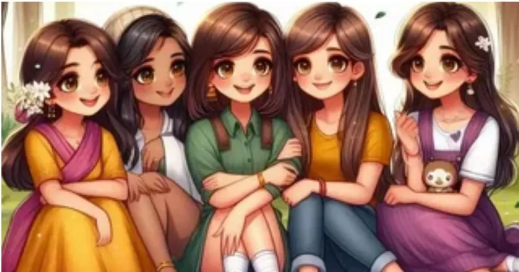 Girls friendship shayari featuring five best friends together